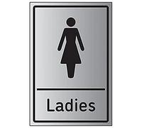 V Safety Ladies Toilets - 200mm x 300mm - 1.6mm Aluminium Effect Rigid Plastic