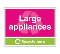 V Safety Large Applicances Recycle Here 400 x 300 mm - Glow In The Dark 1mm Rigid Plastic Safety Sign