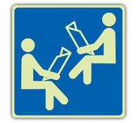 V Safety Leisure Room Icon Symbol Sign - 300 x 300 mm - Double Glow Vinyl | Glow In The Dark | Double Glow Self Adhesive Vinyl | Professional Safety Signage - Made in Britain