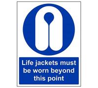 V Safety Life Jackets Must Be Worn Beyond In This Point PPE Sign - 300mm x 400mm - 1mm Rigid Plastic