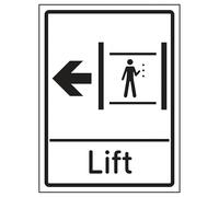 V Safety Lift Arrow Left 200 x 300 mm - Glow In The Dark 1mm Rigid Plastic Safety Sign