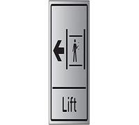 V Safety Lift Arrow Left - 200mm x 300mm - Self Adhesive Aluminium Effect