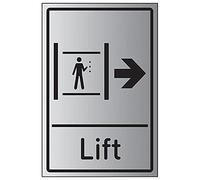 V Safety Lift Arrow Right - 200mm x 300mm - Self Adhesive Aluminium Effect