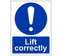 V Safety Lift Correctly 300 x 400 mm - Glow In The Dark 1mm Rigid Plastic Safety Sign