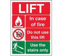 V Safety Lift Fire Notice Sign - 150mm x 200mm - 1mm Rigid Plastic