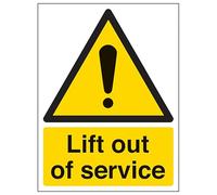 V Safety Lift Out Of Service - Portrait 150 x 200mm - 2mm Rigid Plastic Safety Sign