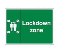 V Safety Lockdown Zone with Family 400 x 300 mm - 2mm Super-Tough Rigid Plastic Safety Sign