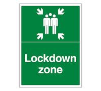 V Safety Lockdown Zone with Family - Portrait 300 x 400mm - 3mm Aluminium Composite Safety Sign