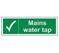 V Safety Mains Water Tap Sign - 300mm x 100mm - Self Adhesive Vinyl