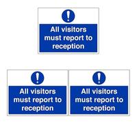 V Safety Mandatory General - All Visitors Must Report To Reception - 400 X 300mm (Pack of 3)