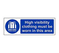 V Safety Mandatory PPE - High Visibility Clothing Must Be Worn in this area - 600 x 200 mm Safety Sign