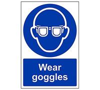 V Safety Mandatory PPE - Wear Goggles - 200 x 300 mm Safety Sign