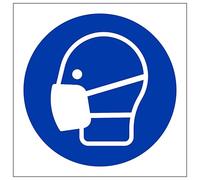 V Safety Mask Symbol 100 x 100 mm - 2mm Rigid Plastic Safety Sign