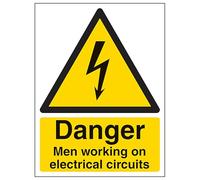 V Safety Men Working On Electrical Circuits - Portrait 200 x 300 mm - Glow In The Dark Self Adhesive Vinyl Safety Sign