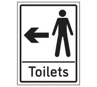V Safety Mens Toilets Arrow Left 200 x 300mm - 2mm Rigid Plastic Safety Sign