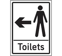 V Safety Mens Toilets Arrow Left Sign - 150 x 200 mm - Self Adhesive Aluminium Effect Safety Sign