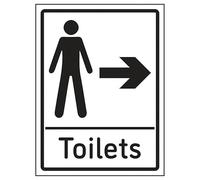 V Safety Mens Toilets Arrow Right 150 x 200 mm - Glow In The Dark 1mm Rigid Plastic Safety Sign