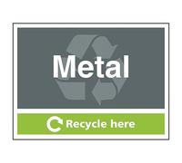 V Safety Metal Recycle Here 200 x 150 mm - 1mm Rigid Plastic Safety Sign