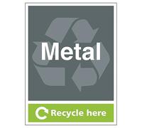 V Safety Metal Recycle Here - Portrait 300 x 400 mm - Glow In The Dark 1mm Rigid Plastic Safety Sign
