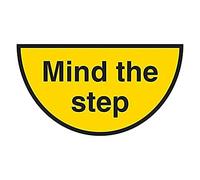 V Safety Mind The Step - 620x350mm - Half Moon Self Adhesive Floor Sticker