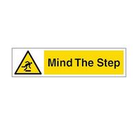 V Safety Mind The Step - Landscape 300 x 100 mm - 2mm Rigid Plastic Safety Sign