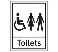 V Safety Mixed Toilets 150 x 200mm - 2mm Rigid Plastic Safety Sign