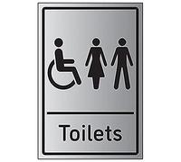 V Safety Mixed Toilets - 150mm x 200mm - 1.6mm Aluminium Effect Rigid Plastic