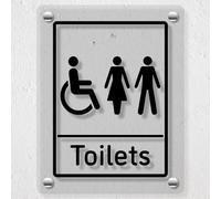 V Safety Mixed Toilets - 200 x 300 mm - Acrylic Perspex Cast Clear Safety Sign