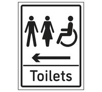V Safety Mixed Toilets Arrow Left 150 x 200mm - 2mm Rigid Plastic Safety Sign