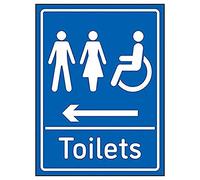 V Safety Mixed Toilets Arrow Left - 150mm x 200mm - Blue 1mm Rigid Plastic