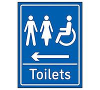 V Safety Mixed Toilets Arrow Left - 200mm x 300mm - Blue 1mm Rigid Plastic