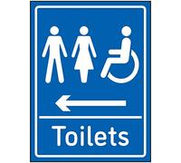 V Safety Mixed Toilets Arrow Left Sign - 150x200 mm - 2 mm Super Strong PETG