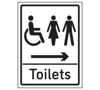 V Safety Mixed Toilets Arrow Right 200 x 300mm - 2mm Rigid Plastic Safety Sign