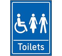 V Safety Mixed Toilets Sign - 150x200 mm - 2 mm Super Strong PETG