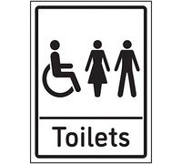 V Safety Mixed Toilets Sign - 150x200mm - Self Adhesive Aluminium Effect