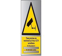 V Safety Monitored by 24 CCTV for the Purpose of Sign - 150 mm x 200 mm - 3 mm Brushed Alu Comp Safety Sign