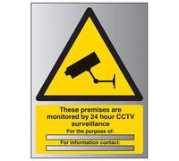 V Safety Monitored By 24 CCTV For The Purpose Of… Sign - 300mm x 400mm - 1.6mm Alu Rigid Plastic