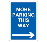 V Safety More Parking This Way - Blue Arrow Right 210 x 297 mm (A4) - 3mm Aluminium Composite Safety Sign