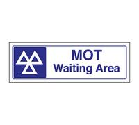 V Safety Mot Waiting Area Garage Customer Sign - Rigid Plastic - 450X150mm (X3)