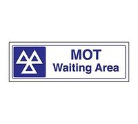 V Safety MOT Waiting Area Garage Sign - 300mm x 100mm - Self Adhesive Vinyl