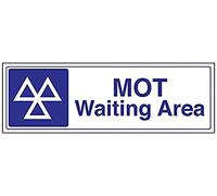V Safety MOT Waiting Area Garage Sign - 450mm x 150mm - 1mm Rigid Plastic