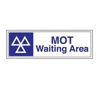V Safety MOT Waiting Area Garage Sign - 450mm x 150mm - Self Adhesive Vinyl