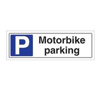 V Safety Motorbike Parking - Landscape 300 x 100 mm - 3mm Brushed Aluminium Composite Safety Sign