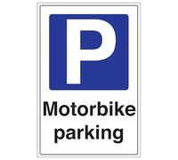 V Safety Motorbike Parking - Portrait 300 x 400 mm - 3mm Brushed Aluminium Composite Safety Sign