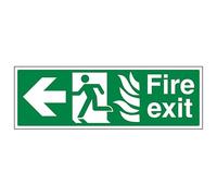 V Safety NHS Fire Exit Arrow Left 450 x 150 mm - 2mm Super-Tough Rigid Plastic Safety Sign