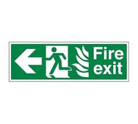 V Safety NHS Fire Exit Arrow Left - 900 x 300-2mm Rigid Plastic Safety Sign