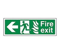 V Safety NHS Fire Exit Arrow Left Sign - 300mm x 100mm - 1mm Rigid Plastic