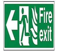 V Safety NHS Fire Exit Arrow Left Sign - 450mm x 150mm - Self Adhesive Vinyl