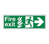 V Safety NHS Fire Exit Arrow Right 300 x 100 mm - 3mm Brushed Aluminium Composite Safety Sign