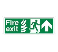 V Safety NHS Fire Exit Arrow Up 450 x 150 mm - 3mm Brushed Aluminium Composite Safety Sign